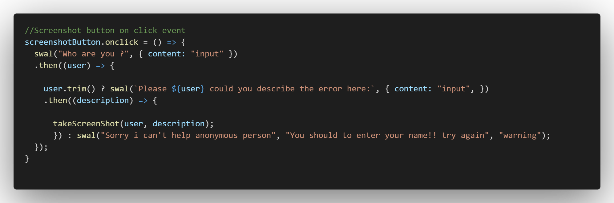 Requirements CDN screenshoot code